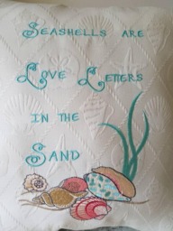 Embroidered Seashells Pillow - Are Love Letters in The Sand Customizable - thumbnail 1