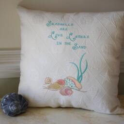 Embroidered Seashells Pillow - Are Love Letters in The Sand Customizable - thumbnail 4