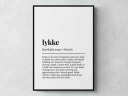 Lykke Danish Word Definition Scandinavian Gift Wall Art Print - thumbnail 1