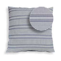 Gray & White Striped Pillow Cover Reversible Cotton Cushion, Modern Decor - thumbnail 2