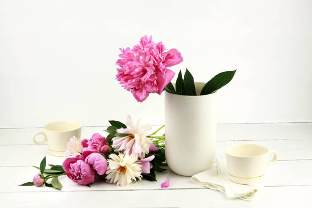 Contemporary White Porcelain Vase. Handmade Ceramic Tube Minimalist & Gold. Wedding Delicate Clay Vase Design By Conceptstudio - image 1