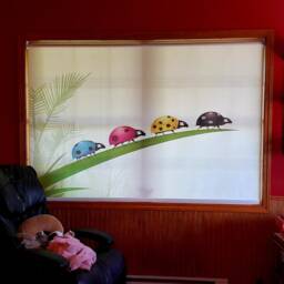 Colourful Ladybugs Marching On A Leaf, Children's Animal Image Printed Custom Made Window - An19 Roller Blind, Regular Or Blackout - thumbnail 2