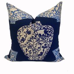 Thibaut Imari Vase Summer Collection Cushion Cover Pillow Double Sided Navy Blue - thumbnail 2