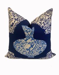 Thibaut Imari Vase Summer Collection Cushion Cover Pillow Double Sided Navy Blue - thumbnail 1