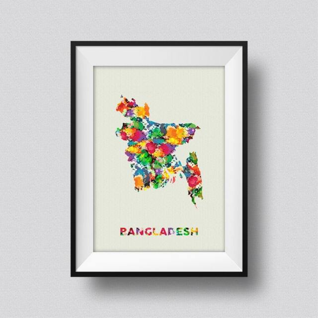 Bangladesh Watercolor Map, Map Art Print, Poster, Print