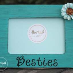 Besties Picture Frame - Seaside Jade Wood With Flower - thumbnail 2