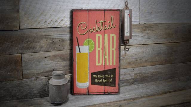 Cocktail Barn Decor, Beach Drinking Day, Fun Sign, Wooden Sale Wall Decor - Old Signs - image 1