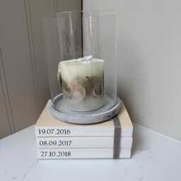 stone Effect Glass Hurricane Candle Holder Lantern - thumbnail 3