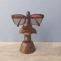 Wood Sculpture Nose & Mustache Glasses Holder - Christmas Gift Idea Display - thumbnail 1