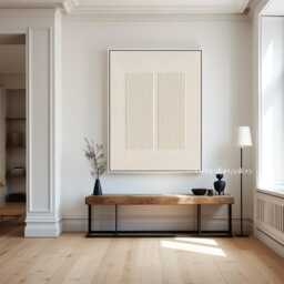 3D Texutred Pure Beige Art White Textured Wall Canvas Painting Minimalist - thumbnail 3