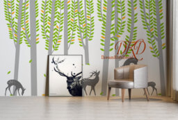 Birch Tree Wall Decals Forest Deer Nursery Decor