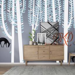Birch Tree Wall Decals Forest Deer Nursery Decor - thumbnail 2