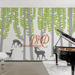 Birch Tree Wall Decals Forest Deer Nursery Decor - thumbnail 3
