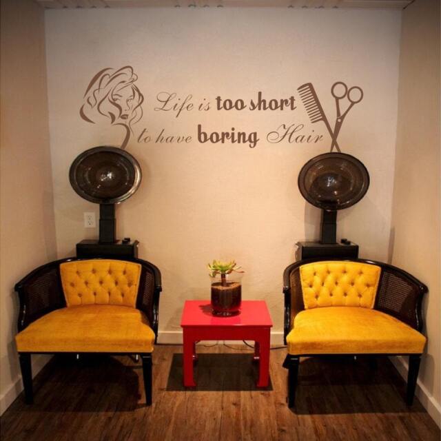 Life Is Too Short To Have Boring Hair - Salon Decor Beauty Shop Wall Decal Quotes- 147 - image 1