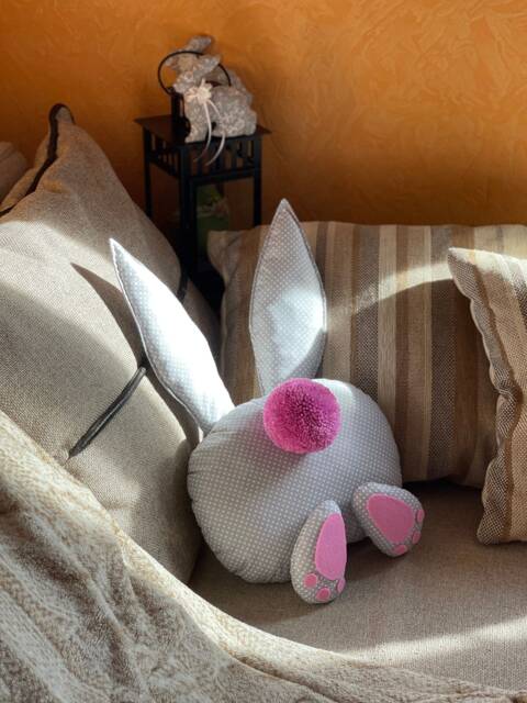 Bunny Butt Easter Decorative Pillow Rabbit Decor Gray Bunny Wreath Attachment Fabric Gift - image 1