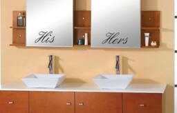 "Bathroom Wall Decor, His & Hers Vinyl Decal Art Sticker. 4""x8" - thumbnail 1