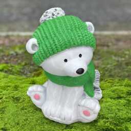 Polar Bear Sculpture Cocrete White Statue Handmade Arctic Animal Stone Figurine Winter Garden Outdoor Decor Yard Art - thumbnail 1