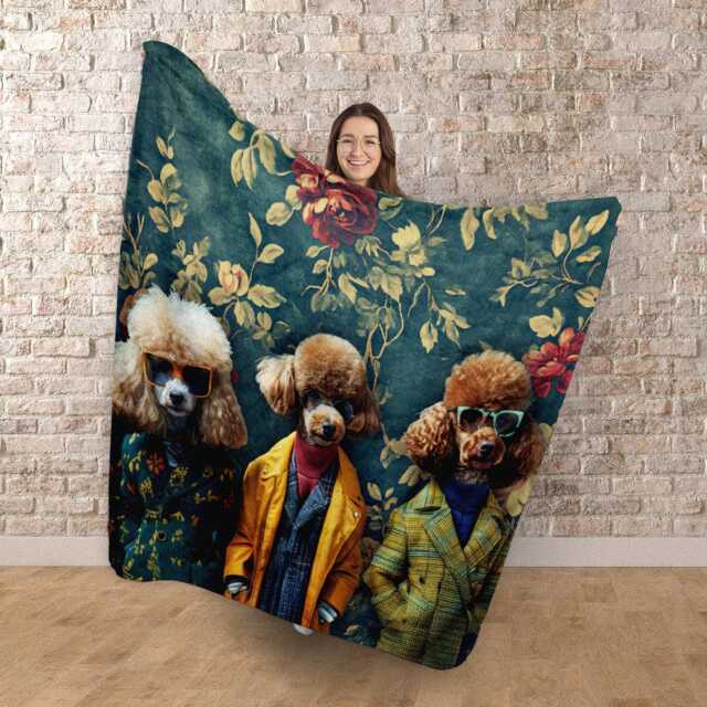 Fancy Vintage Dogs - Fleece Blanket 150cm X - image 1