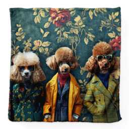 Fancy Vintage Dogs - Fleece Blanket 150cm X - thumbnail 2