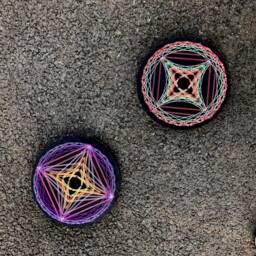 Uv Psychedelic Mandala String Art, 20x20cm/7.8Inches, Handmade 3D Wall Art, Black Light, Home Decor, Wall Hanging, Yoga, Thread&nails - thumbnail 2