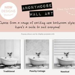 Black & White Jack Russell Terrier Dog in A Bath Print, Bathing, Funny Bathroom Animal Bathtub, Tub, Whimsy - thumbnail 2
