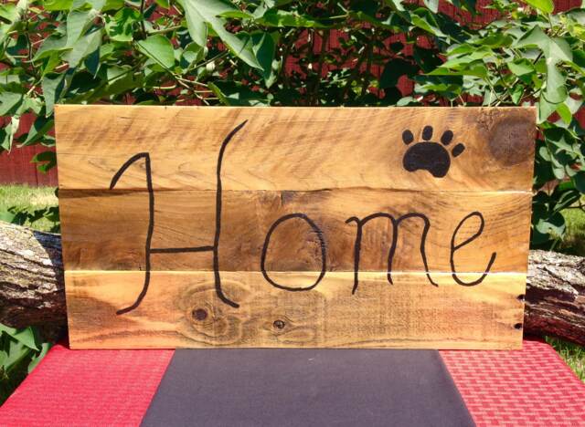 Home Sign - Reclaimed Wood Welcome Recycled Material Wall Hanging Country Handmade Rustic Decor - image 1
