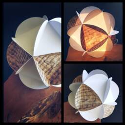 Geometric Ball Lamp Made Of Thick White Paper Handmade, Led, Unique Creation, Customizable