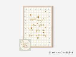 Gingham Night Night, Love You, See You in The Morning Quote. Gender Neutral Nursery Print - Unframed - thumbnail 1