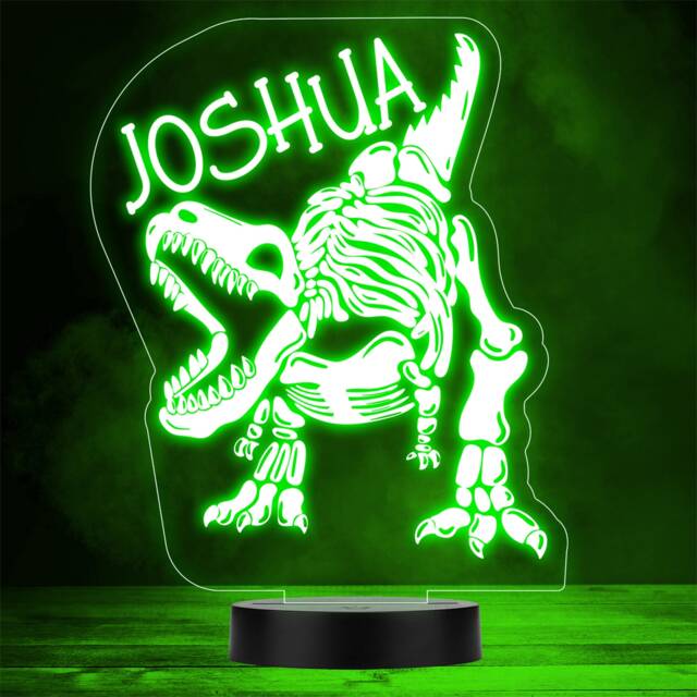 T-Rex Dinosaur Fan Skeleton Roaring Led Personalised Gift Night Light - image 1