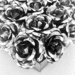 Handmade Silver Tin Sacred Heart Wall Art - Roses, San Miguel De Allende Folk Decor - thumbnail 3