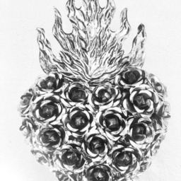 Handmade Silver Tin Sacred Heart Wall Art - Roses, San Miguel De Allende Folk Decor - thumbnail 2