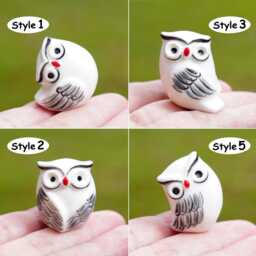 Handmade Ceramic Snowy Owl Figurine Porcelain Christmas Ornament - thumbnail 3