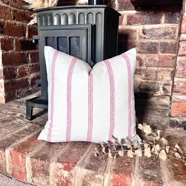 1636. Camilla Stripe in Red, Handmade 100% Cotton Cushion Cover, Various Sizes - image 1