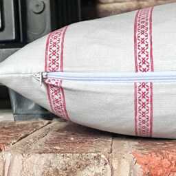 1636. Camilla Stripe in Red, Handmade 100% Cotton Cushion Cover, Various Sizes - thumbnail 2