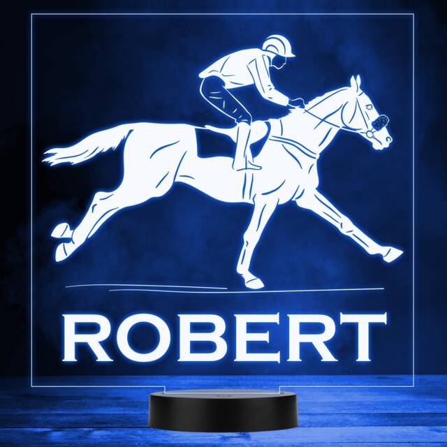 Racer Jockey Racing At Horse Races Personalised Gift Colour Changing Night Light - image 1