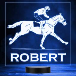Racer Jockey Racing At Horse Races Personalised Gift Colour Changing Night Light - thumbnail 1