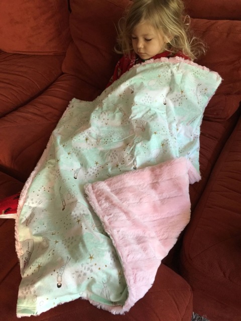 "Mint Green Metallic Mermaid Cotton & Pastel Pink Minky Baby Blanket ""Sharon's Cherie" - image 1