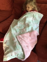"Mint Green Metallic Mermaid Cotton & Pastel Pink Minky Baby Blanket ""Sharon's Cherie" - thumbnail 1