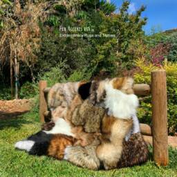 Patchwork Faux Fur Bedspread - Golden Brown Wolf Pelt, Minky Lining - thumbnail 2