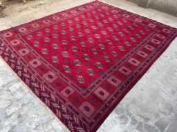 Handmade 9'11x12'3 Bokhara Wool Rug , Traditional Turkmen Oriental High Quality Afghan Carpet, Livingroom Kitchen Rug, Gift - thumbnail 1