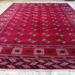 Handmade 9'11x12'3 Bokhara Wool Rug , Traditional Turkmen Oriental High Quality Afghan Carpet, Livingroom Kitchen Rug, Gift - thumbnail 3