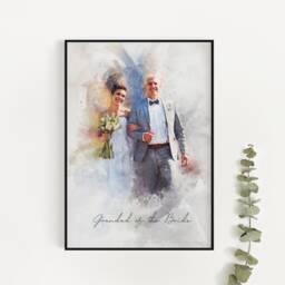 Grandparents Anniversary Gift, Gramps & Grandma Print, Personalized Family Watercolour, Custom Portrait Painting, Daughter Gift For Papa - thumbnail 1