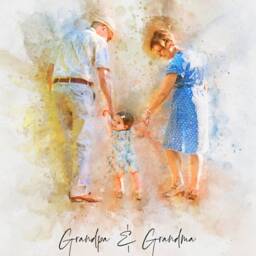 Grandparents Anniversary Gift, Gramps & Grandma Print, Personalized Family Watercolour, Custom Portrait Painting, Daughter Gift For Papa - thumbnail 3