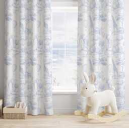 Chinoiserie Toile De Jouy Safari - Blue, Curtains, Blackout Or Non Blackout, Eyelet, Pencil Pleat Rod Pocket, Home Decor - thumbnail 1