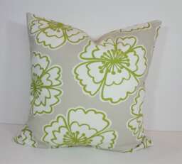 Snappy Poppy Pillow Cover Apple Green Floral Throw Cushion - thumbnail 1