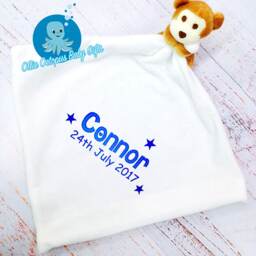 Personalized Baby Comforter Blanket, Embroidered Name, Cheeky Monkey Snuggle Toy - thumbnail 2
