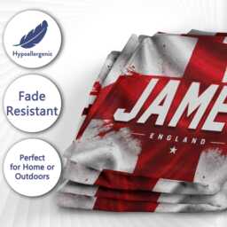 Personalised Name England Flag Bath Beach Towel Three Lions Football Supporter St Georges Cross Sports Fan Holiday Gift Present For Him Her - thumbnail 2
