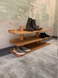 Handmade Oak Shoe Rack Modern Storage Shelf, Up To 4 Levels