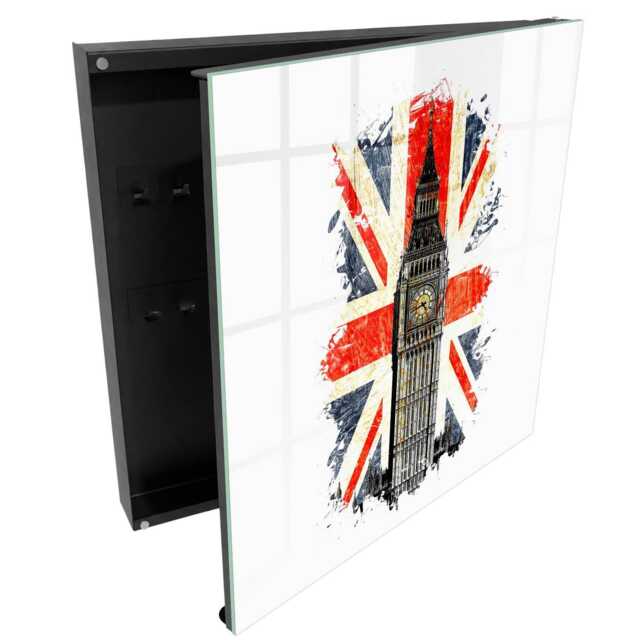 British Symbol Wall Mounted Key Cabinet, Red Box For Wall, Illustrative Architecture, Lovers Of Culture - image 1