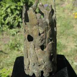 Massif Bronze Big Trunk/ Decorative Plane-Tree Bark Stuck With Wax/ Cast in Bronze/ Hollow Trunk Holes/ Brown Green Patin/ 30-13 cm - thumbnail 2